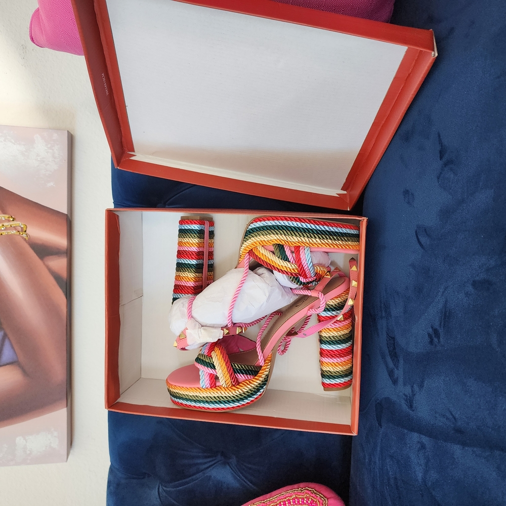 Colorful Striped Women's Platform Sandals